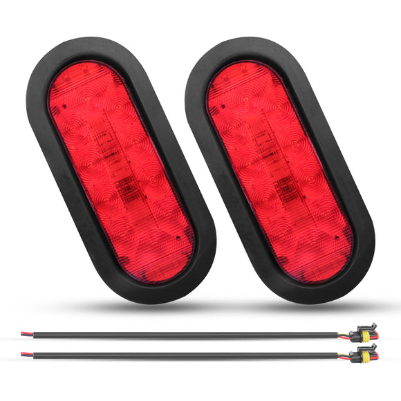 Handxen Trailer Brake Lights - Super Bright 6'' Inches 12V LED Trailer Submersible Brake Lights - Durable Trailer Lights - Ideal for RV Tractor Boat with Running Stop Function - Red (2 Pieces)