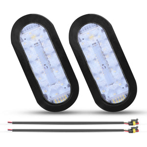 Handxen 6''Clear White LED Trailer Tail Lights DOT Certified Grommet & Plug Included IP67 Waterproof Reverse Back Up Lights for RV Trailer Trucks (US Local Shipping Available)